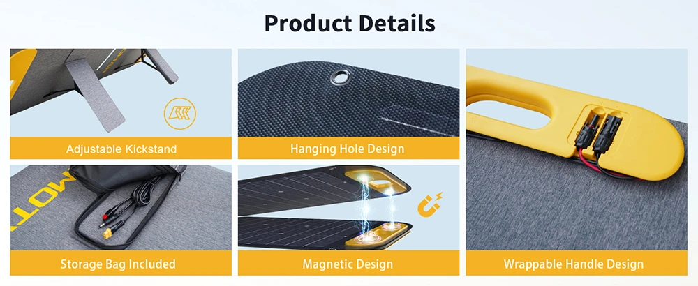 VTOMAN VS200 200W Foldable Solar Panel, 23% High-Efficiency Monocrystalline Cells, IP67 Waterproof ETFE Surface, Adjustable Kickstand, MC4 Connector for Portable Power Stations