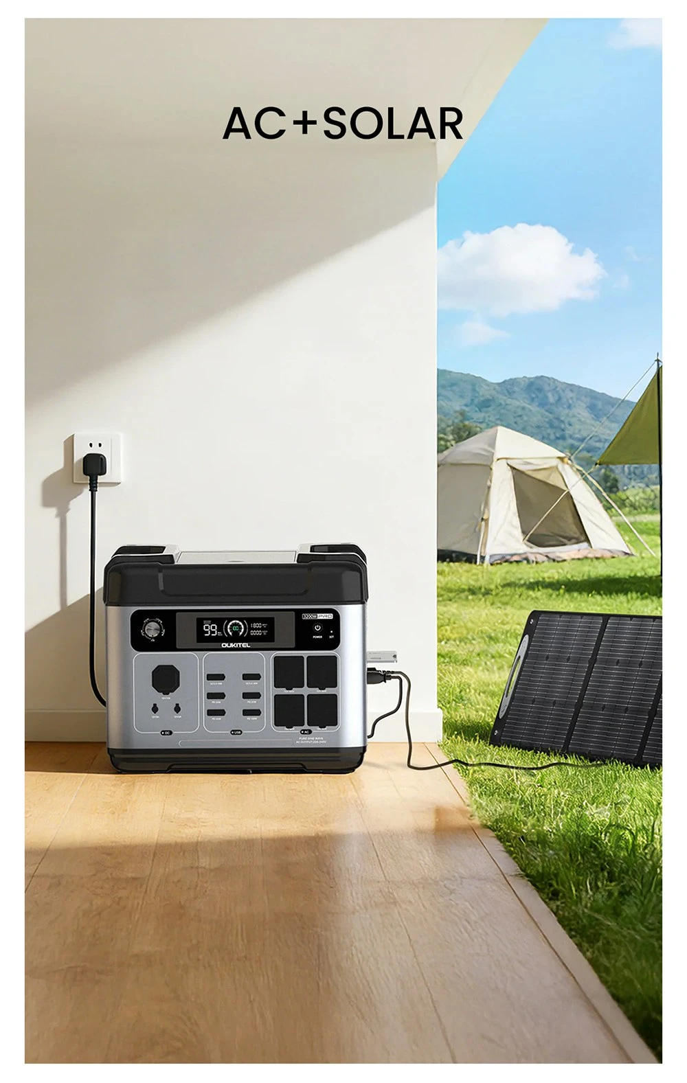 OUKITEL P2001 Pro 3200W Portable Power Station, 2048Wh LiFePO4, 4×AC Outlets (6400W Surge), Ultra-Fast AC & Solar Charging, UPS Backup, 4 USB-C & 2 USB-QC, MPPT Solar Generator for Home & Outdoor
