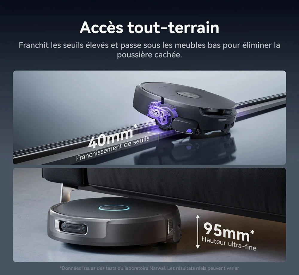 Narwal Flow 2 Robot Aspirateur et Laveur, aspiration 31 000 Pa, double vision IA 1080P, navigation LiDAR cachée, nettoyage à l'eau chaude 60 °C, batterie 7000 mAh, système anti-enchevêtrement, auto-vidage 2,4 L, station sans entretien 120 jours