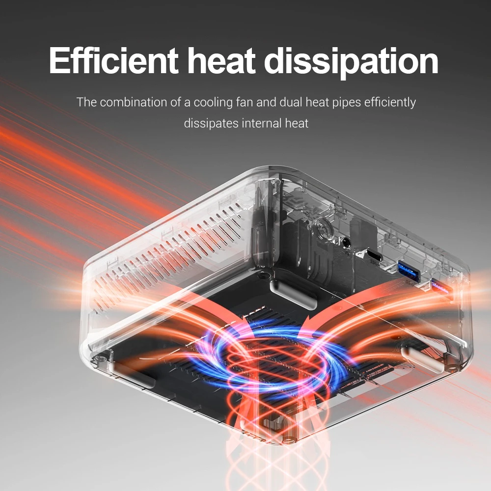 FIREBAT AM02 Mini PC Barebone (No RAM No SSD), AMD Ryzen 7 H 255 8C/16T up to 4.9GHz, Radeon 780M, Dual DDR5 5600MHz RAM Slots, Dual M.2 PCIe SSD Slots, HDMI + DP + Full-Function Type-C Triple Display, Dual Gigabit RJ45 WiFi 6 Bluetooth 5.2