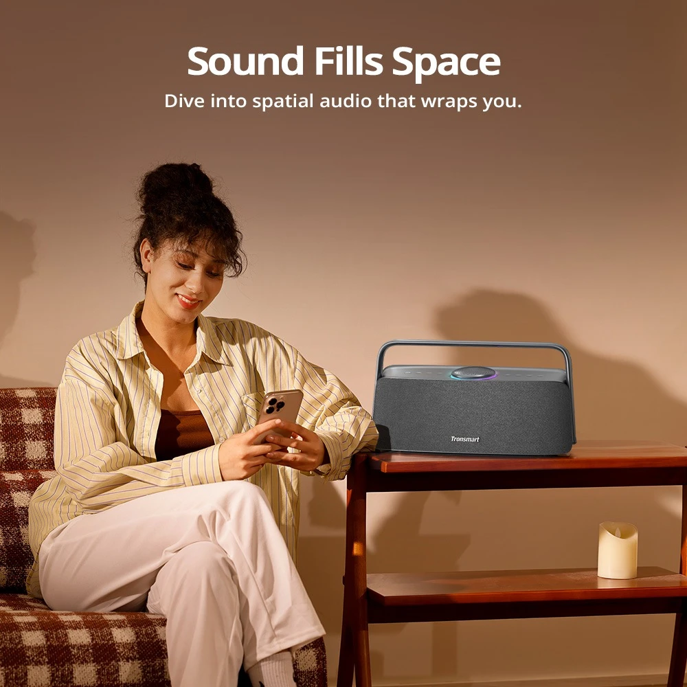 Tronsmart Fiitune X30 otthoni audio hangszóró, 80 W-os térbeli hangzás, nagy felbontású LDAC vezeték nélküli hangzás, 2.2.1 akusztikus rendszer, 40 kHz-es hangtartomány, Bluetooth 5.3, IPX6 vízállóság, 14 órás lejátszási idő