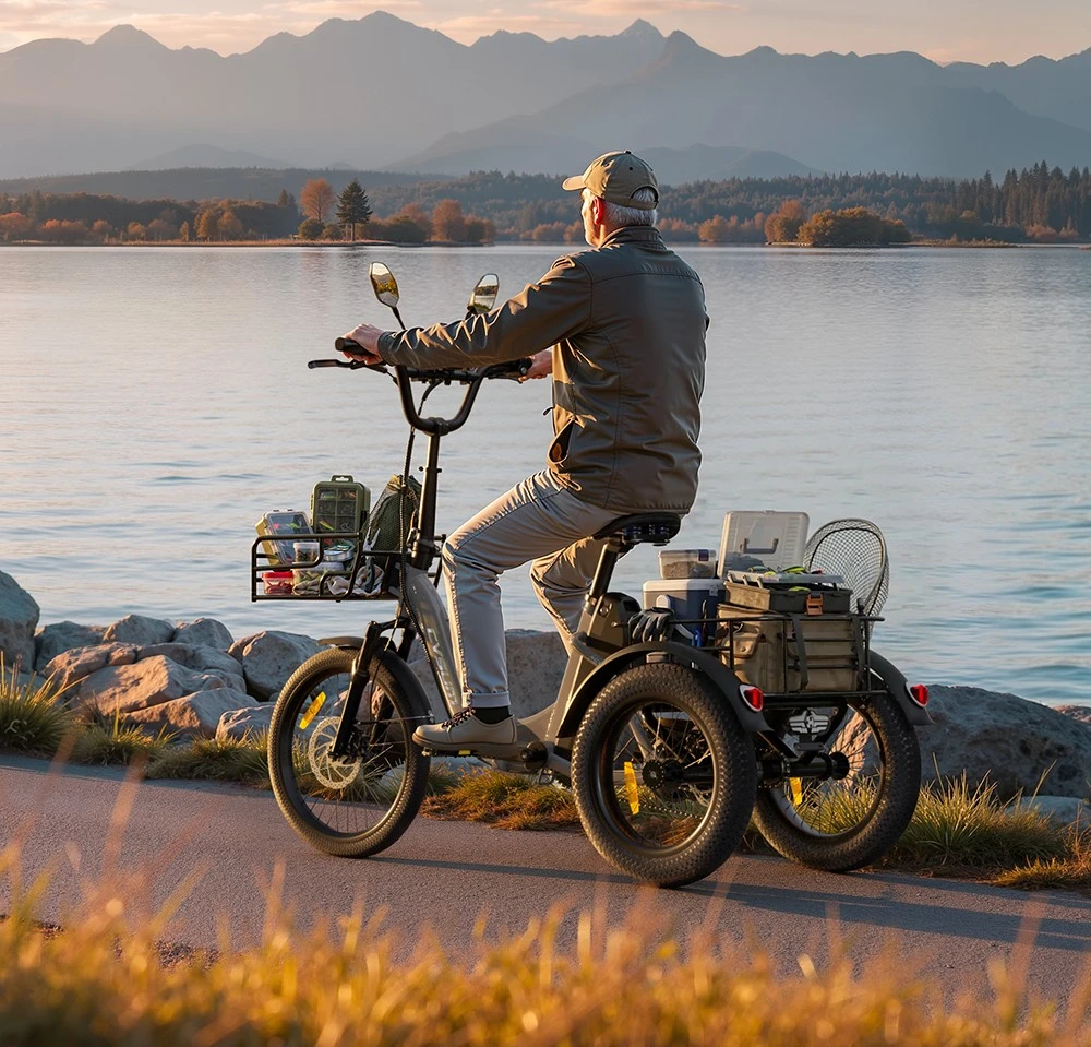 Cysum AG1 Pro Electric Tricycle, 750W High-Speed Motor, 48V 20Ah Battery, 100km Range, 25km/h Top Speed, SHIMANO MT200 Hydraulic Disc Brakes, Front & Rear Cargo Baskets, Shock-absorbing Front Fork & Seat, NFC Unlock, IPX5