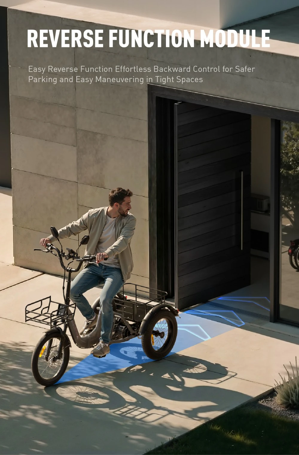 Cysum AG1 Pro Electric Tricycle, 750W High-Speed Motor, 48V 20Ah Battery, 100km Range, 25km/h Top Speed, SHIMANO MT200 Hydraulic Disc Brakes, Front & Rear Cargo Baskets, Shock-absorbing Front Fork & Seat, NFC Unlock, IPX5