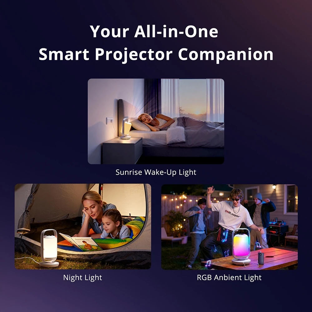 Projecteur ETOE Starfish 2, résolution native Full HD 1080p, décodage 4K, 500 lumens ANSI, contraste 3000:1, Google TV avec Netflix, mise au point et correction trapézoïdale automatiques, inclinaison réglable de 0 à 300°, deux haut-parleurs de 5 W, bloc optique scellé
