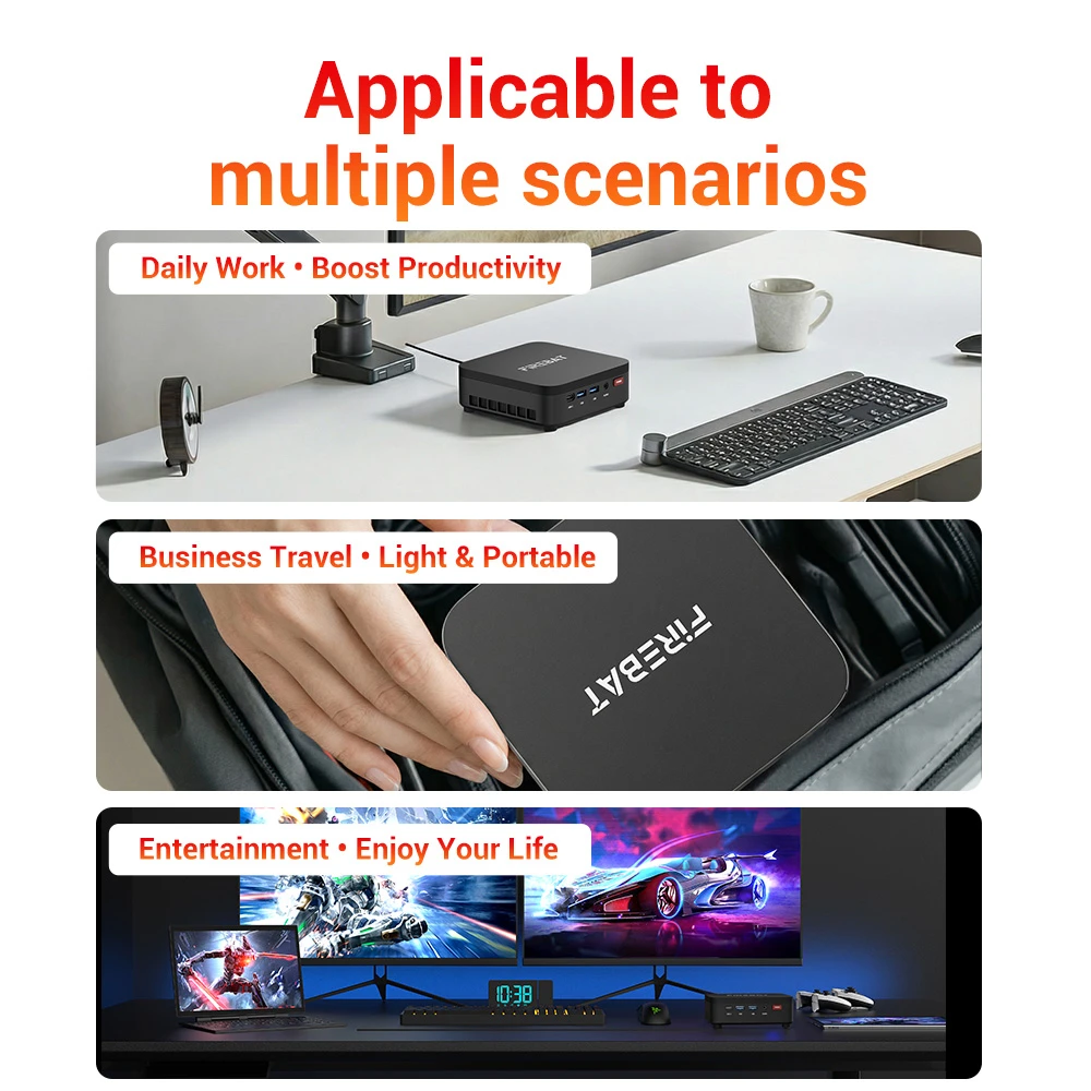 FIREBAT R3 Mini PC, AMD Ryzen 3 4300U Quad-Core Up to 3.7GHz, 16GB LPDDR4 512GB SSD, AMD Radeon Graphics, HDMI + DP + USB-C Triple 4K Display, Dual M.2 Expansion, Gigabit RJ45 WiFi 6 Bluetooth 5.2, 6×USB Ports
