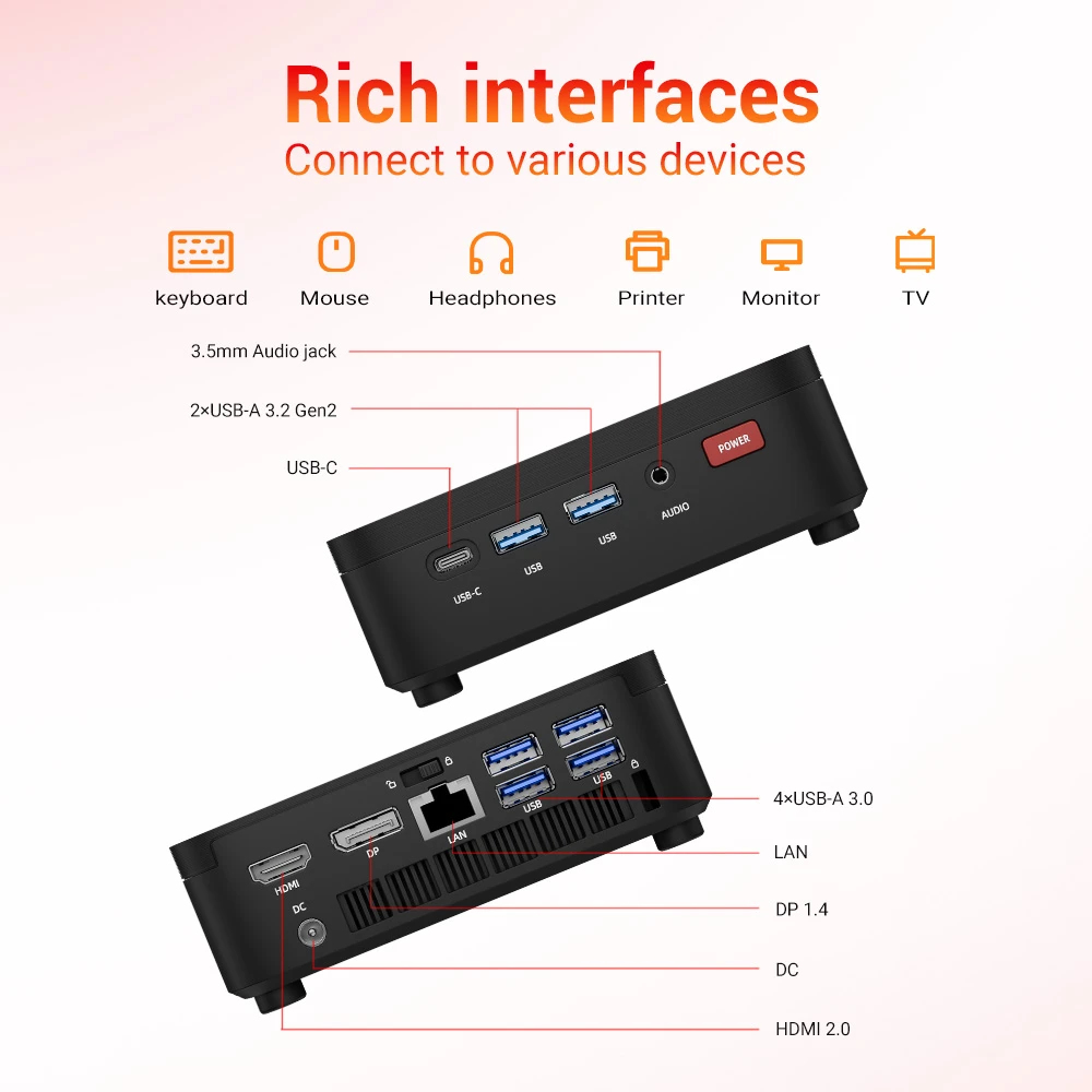 FIREBAT R3 Mini PC, AMD Ryzen 3 4300U Quad-Core Up to 3.7GHz, 16GB LPDDR4 512GB SSD, AMD Radeon Graphics, HDMI + DP + USB-C Triple 4K Display, Dual M.2 Expansion, Gigabit RJ45 WiFi 6 Bluetooth 5.2, 6×USB Ports