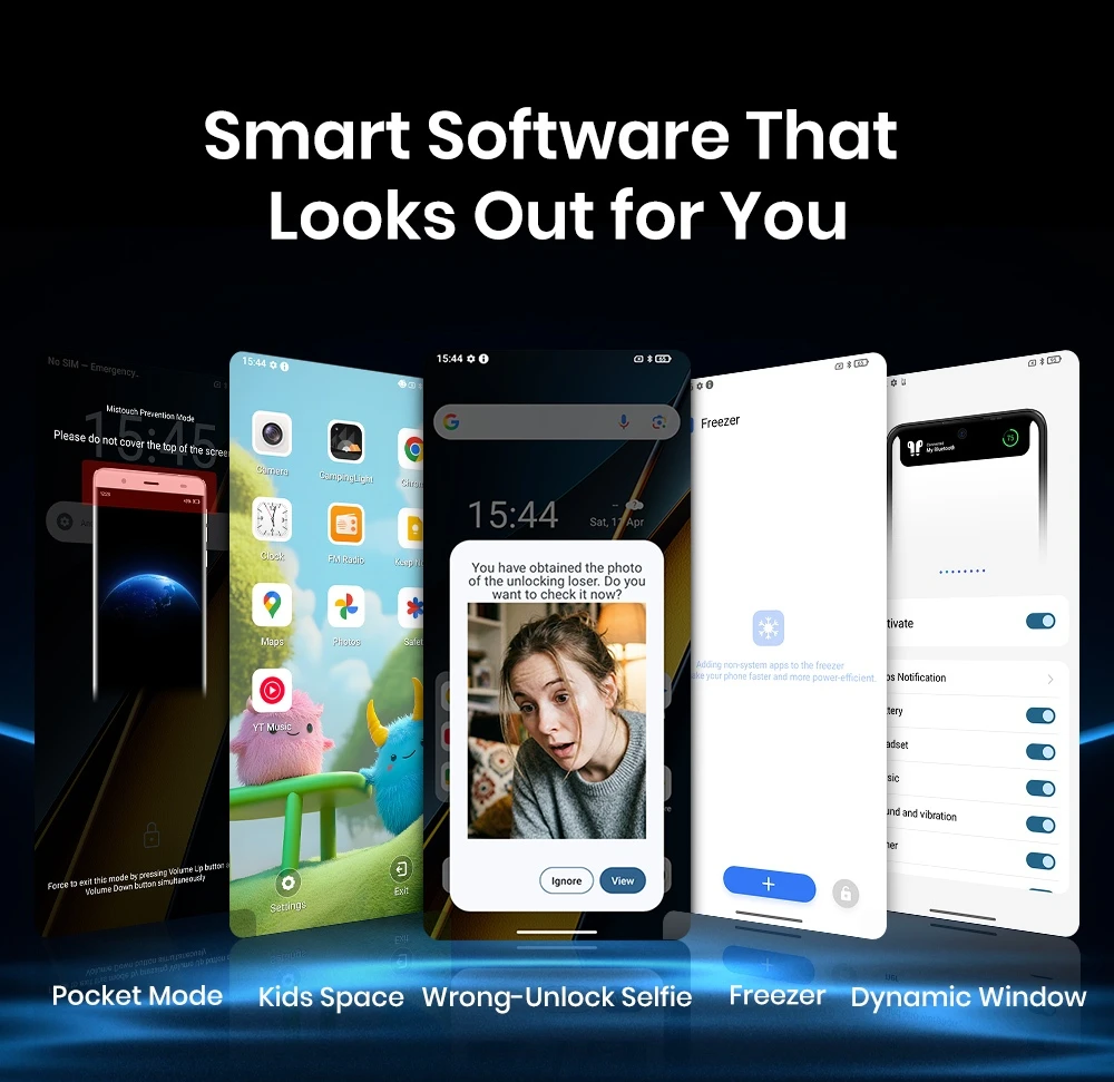 Odolný smartphone FOSSiBOT F106 Plus, 6 GB RAM + 128 GB ROM, baterie 12 000 mAh, duální stereo reproduktory s hlučností 120 dB, 20MP kamera s nočním viděním, 50MP kamera s umělou inteligencí, 6,745