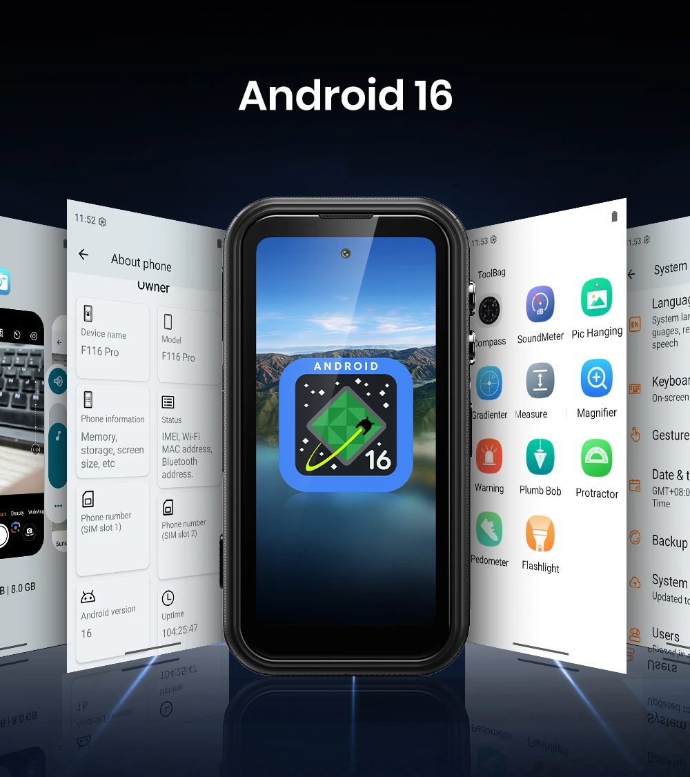 Odolný smartphone FOSSiBOT F116 Pro, 12 GB RAM + 256 GB ROM, procesor Dimensity 7300 5G, 48MP akční kamera s optickou stabilizací obrazu, 50MP hlavní fotoaparát, 4,0" displej 120 Hz, baterie 3700 mAh, vestavěný 1/4" držák, Android 16, IP68/IP69K/MIL-STD-810H, NFC - zelený
