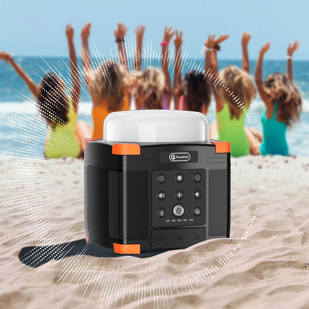 FlashFish FL9-A Multifunctional Power Station, 56Wh / 15600mAh Lithium Battery, 45W USB-C PD Fast Charging, Dual 15W Bluetooth 5.0 Speakers, 700LM 3-Mode Camping Lantern, TWS Stereo Sound, SOS Emergency Light