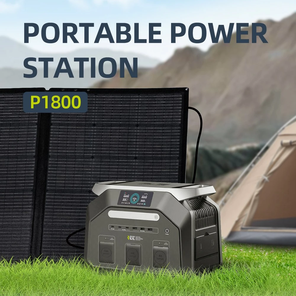Station d'alimentation portable IEETek P1800, batterie LiFePO4 1024 Wh, sortie sinusoïdale pure 1800 W, puissance de crête 3600 W, charge rapide 1200 W, entrée solaire 500 W, durée de vie de plus de 4000 cycles, alimentation de secours EPS < 10 ms, contrôle via application Wi-Fi et Bluetooth