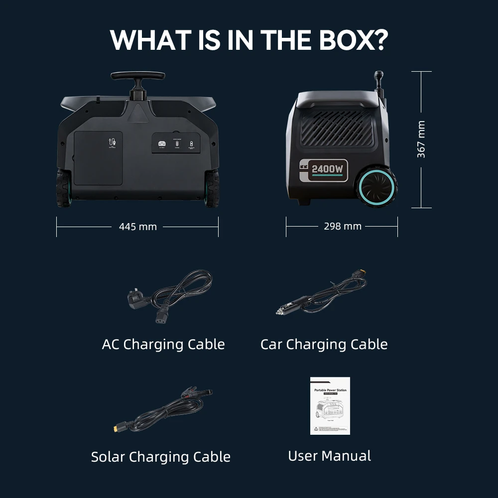 Station d'alimentation portable IEETek P2400, batterie LiFePO4 2048 Wh, sortie sinusoïdale pure 2400 W, puissance de crête 4800 W, charge rapide 1800 W, entrée solaire 800 W, alimentation de secours EPS < 10 ms, contrôle via application Wi-Fi et Bluetooth