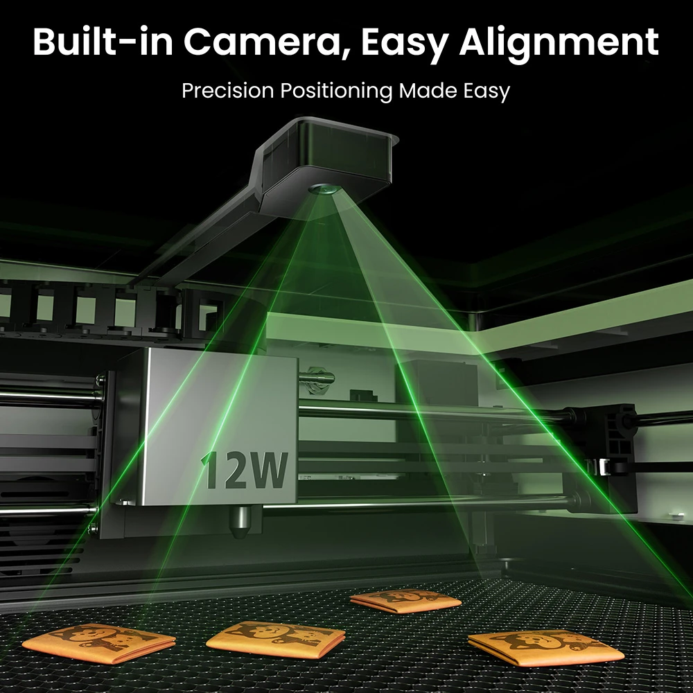 SCULPFUN E1 12W Enclosed Laser Engraver, 400×320mm Working Area, 0.04×0.06mm Laser Spot, 600mm/s Speed, Built-in Camera, CoreXY Motion System, WiFi Connectivity, Class 1 Safety, Air Assist & Honeycomb Panel Included