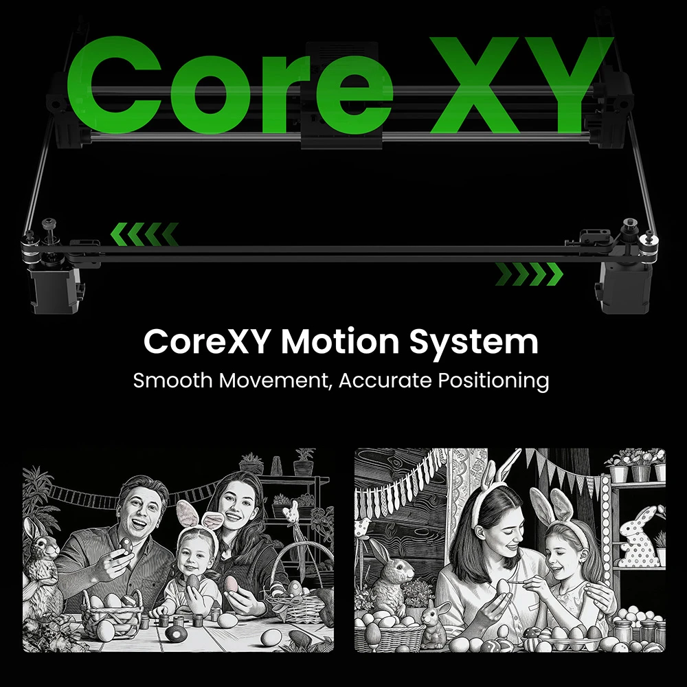 SCULPFUN E1 12W Enclosed Laser Engraver, 400×320mm Working Area, 0.04×0.06mm Laser Spot, 600mm/s Speed, Built-in Camera, CoreXY Motion System, WiFi Connectivity, Class 1 Safety, Air Assist & Honeycomb Panel Included