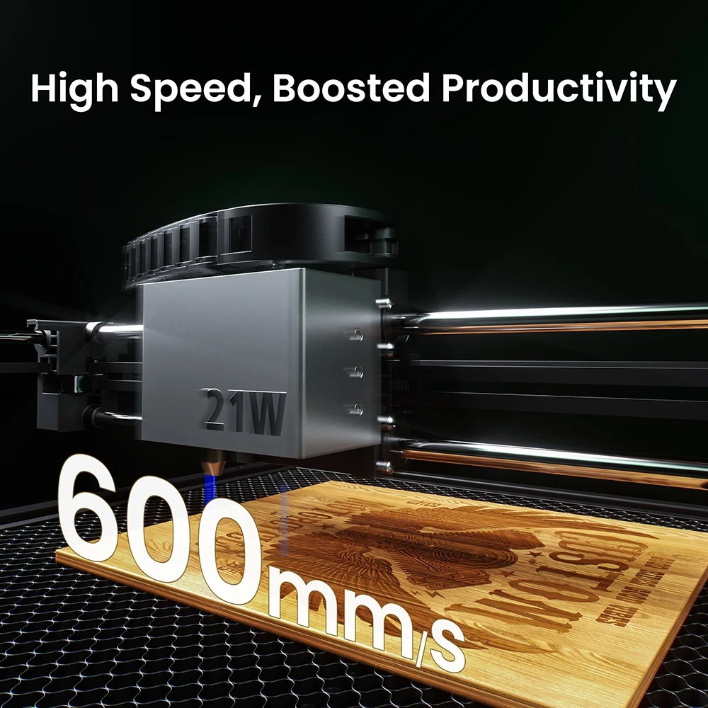 SCULPFUN E1 Pro 21W Enclosed Laser Engraver, 400×320mm Working Area, 0.06×0.08mm Laser Spot, 600mm/s Speed, Built-in Camera, CoreXY Structure, WiFi Connectivity, Class 1 Safety, Air Assist & Honeycomb Panel Included