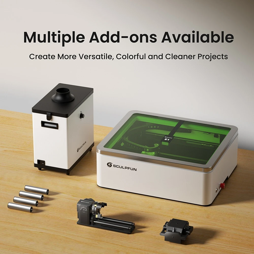 SCULPFUN E1 Pro 21W Enclosed Laser Engraver, 400×320mm Working Area, 0.06×0.08mm Laser Spot, 600mm/s Speed, Built-in Camera, CoreXY Structure, WiFi Connectivity, Class 1 Safety, Air Assist & Honeycomb Panel Included