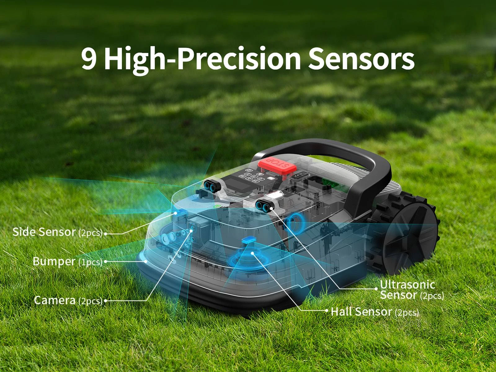 UBHOME M10 Robotic Lawn Mower, RTK + AI Vision Navigation, No Perimeter Wire, 7000㎡ Coverage, Multi-Zone (Up to 15), 55% Slope, Centimeter-Level Mapping, Smart Obstacle Avoidance, 230mm Cutting Width, 5.2Ah Battery, App Control