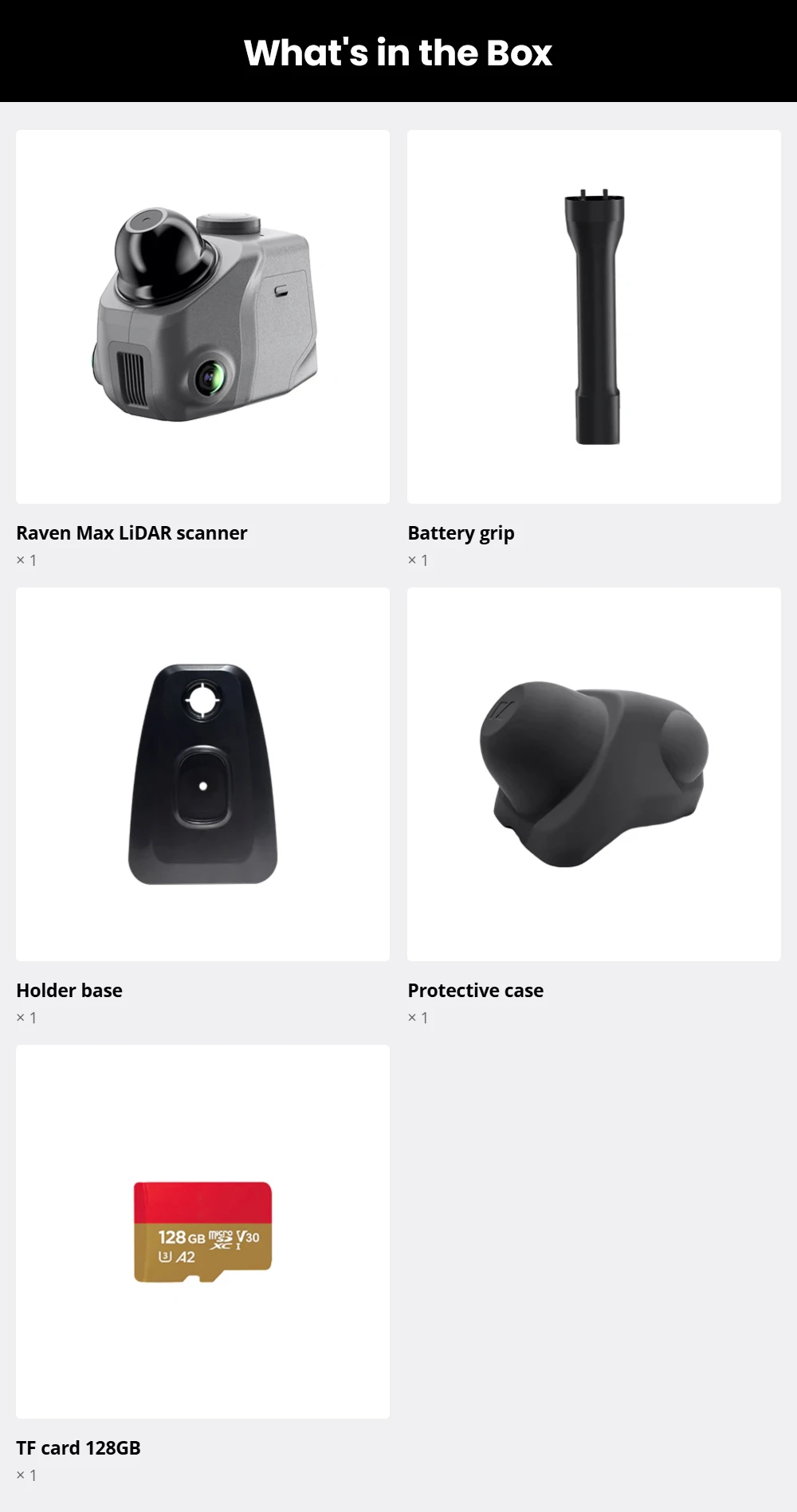 3DMakerpro Raven Max LiDAR Scanner, Dual 12MP Cameras, 100m Scan Range, Enhanced RGB Point Clouds, 150,000 Points/s, 360°×40° FOV, 4K True-Color Capture, 32GB Storage, 12000mAh Battery, Wi-Fi 5