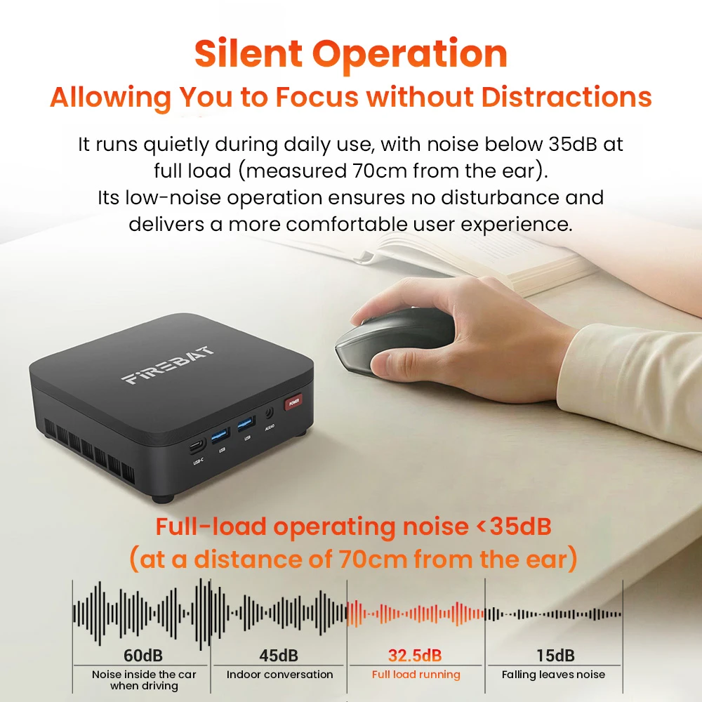 FIREBAT R3 Mini PC, AMD Ryzen 5 7430U 6 Cores 12 Threads Up to 4.3GHz, 16GB LPDDR4 RAM 512GB SSD, AMD Radeon Graphics, Dual M.2 SSD Expansion, HDMI + DP + USB-C 4K Triple Display, Gigabit RJ45, WiFi 6, Bluetooth 5.2