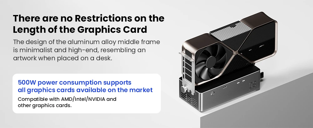 AOOSTAR AG03 Graphics Card Dock, Thunderbolt 5 + OCuLink PCIe 4.0 x4 External GPU Dock, Built-in 800W Power Supply, Up to 500W GPU Power Output, Supports AMD & NVIDIA Graphics Cards