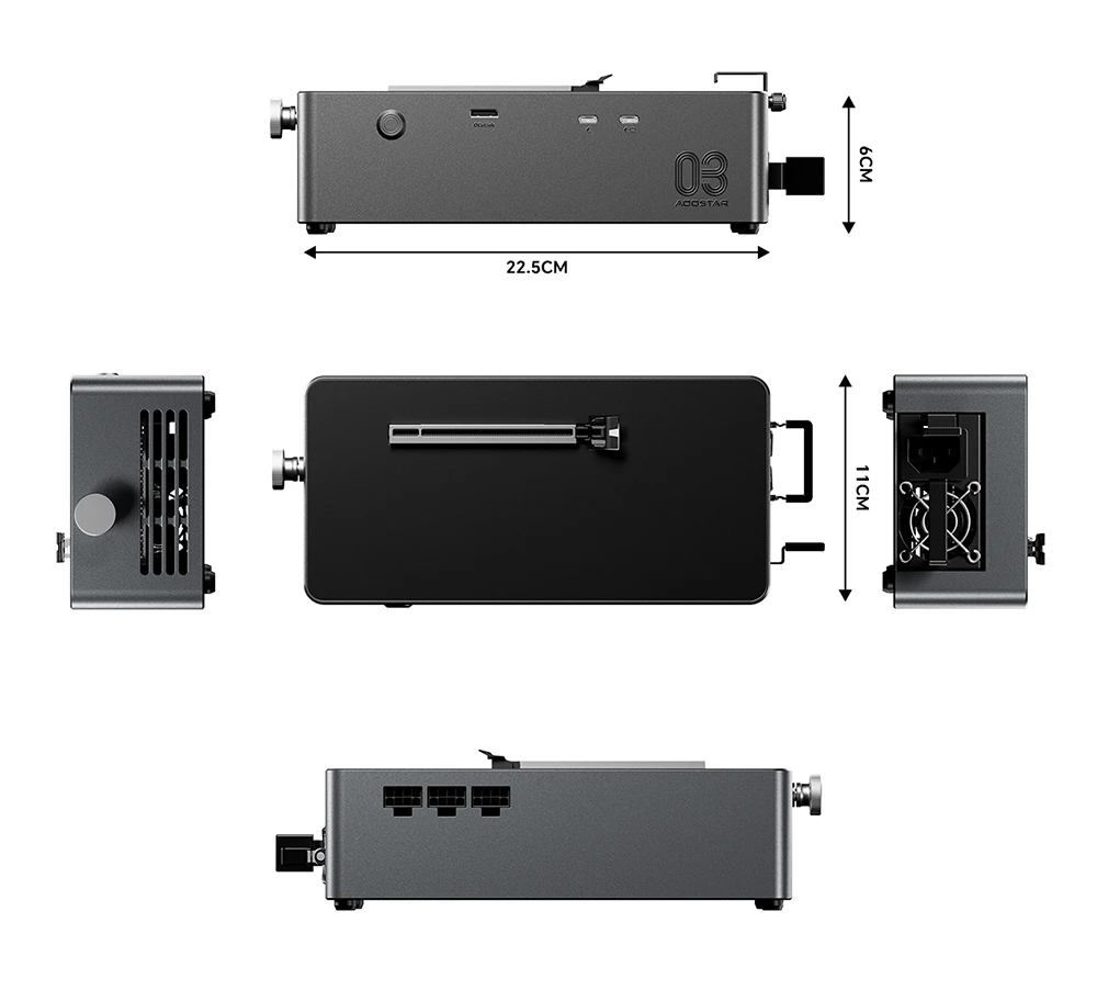 AOOSTAR AG03 Graphics Card Dock, Thunderbolt 5 + OCuLink PCIe 4.0 x4 External GPU Dock, Built-in 800W Power Supply, Up to 500W GPU Power Output, Supports AMD & NVIDIA Graphics Cards