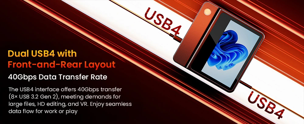 AOOSTAR G-FLIP Mini PC Barebone (No RAM No SSD), AMD Ryzen 7 H255 8 Core Max 4.9GHz, Radeon 780M Graphics, Dual DDR5-5600 + Dual M.2 PCIe 4.0 SSD, Foldable 5