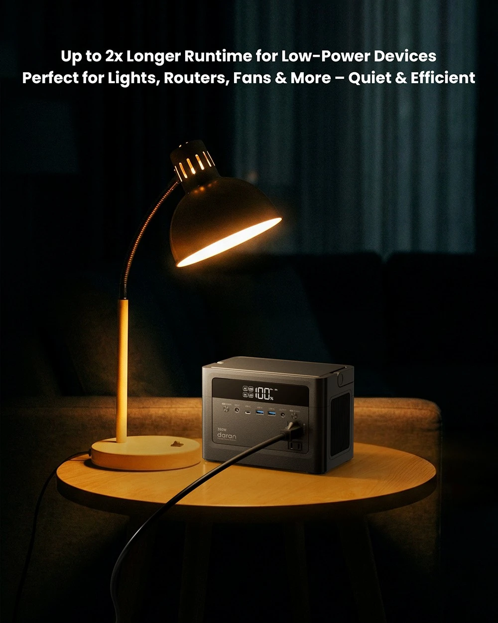 DaranEner Cubus350L Portable Power Station, 288Wh LiFePO4 Battery, 350W Pure Sine Wave Output, 700W Surge, 80W Solar Input, 45W USB-C PD, Dual 18W USB-A, 60W DC5521 Output, for Camping, Travel & Emergency Backup