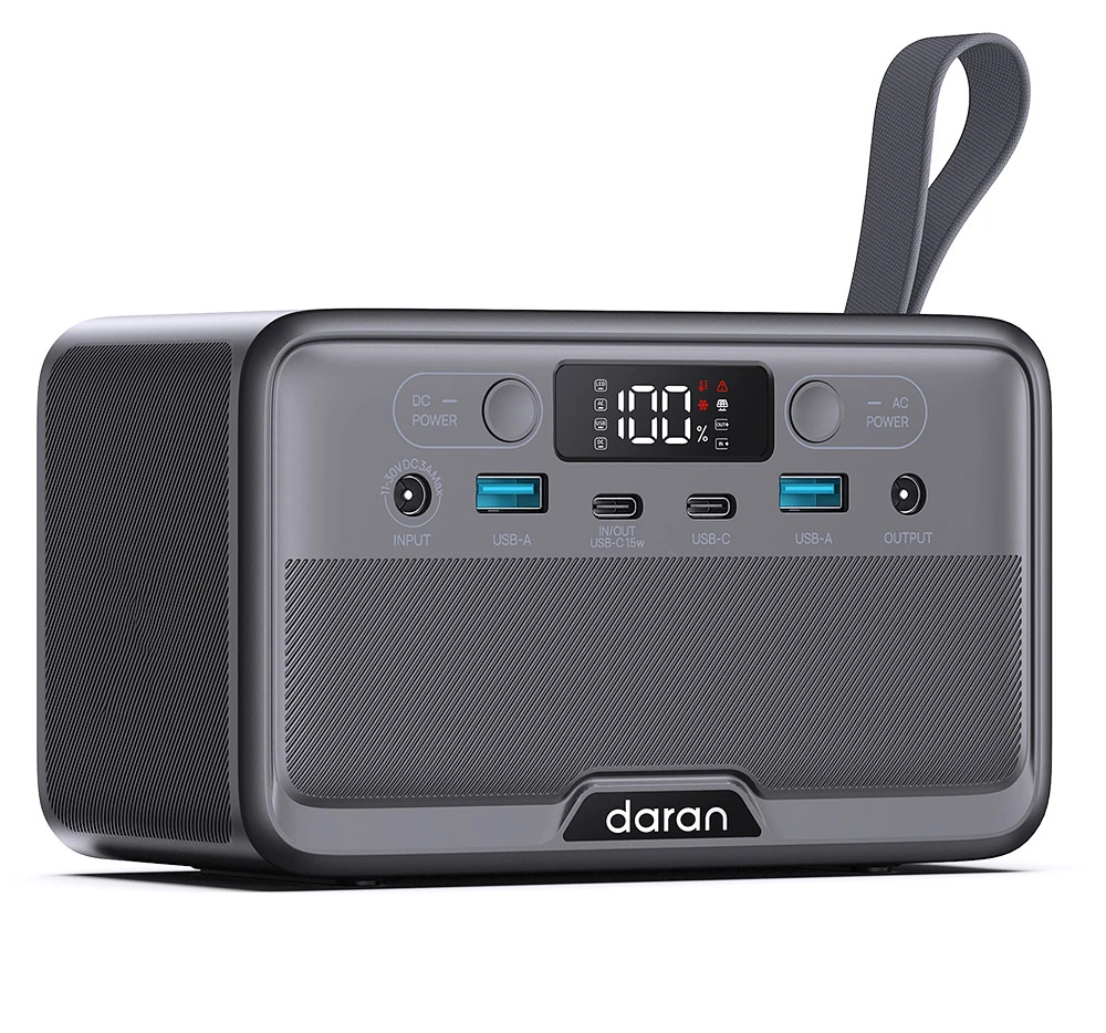 DaranEner YOUYO R100 Pro Portable Power Station, 99Wh LiFePO4 Battery, 100W Pure Sine Wave Output, 200W Surge, 30W Solar Input, 65W USB-C PD, Dual 18W USB-A, 60W DC5521 Output for Camping, Road Trips & Emergency Power
