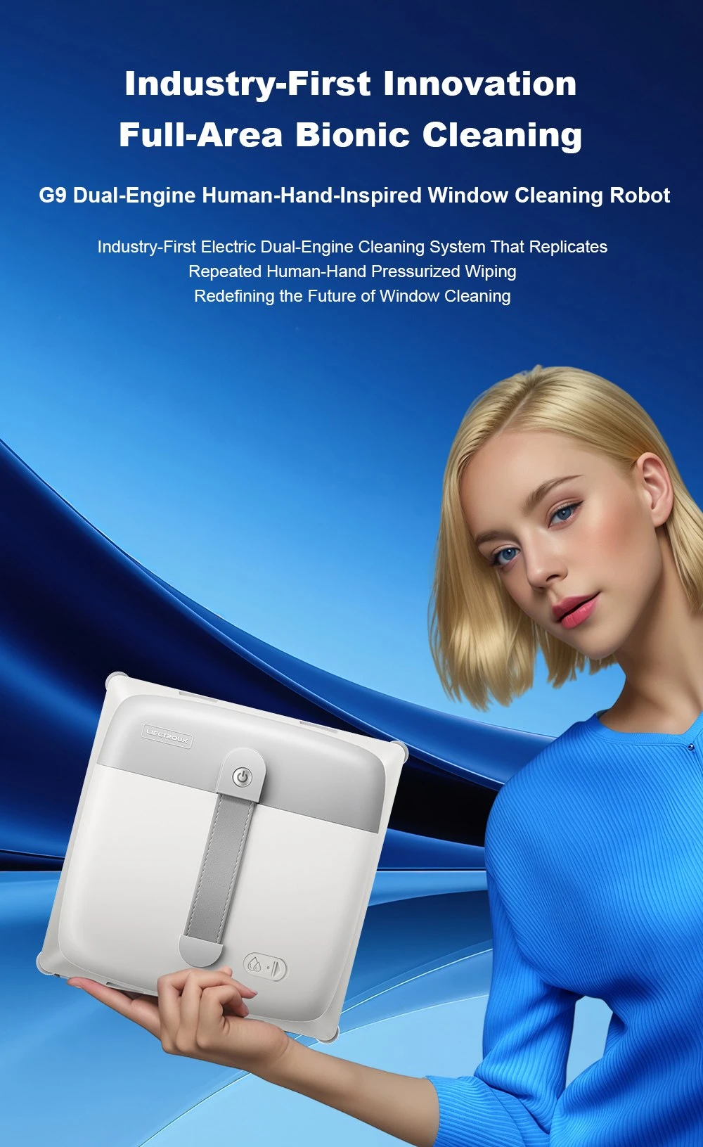 Liectroux G9 ablakmosó robot – Dual-Engine Bionic Cleaning Arms