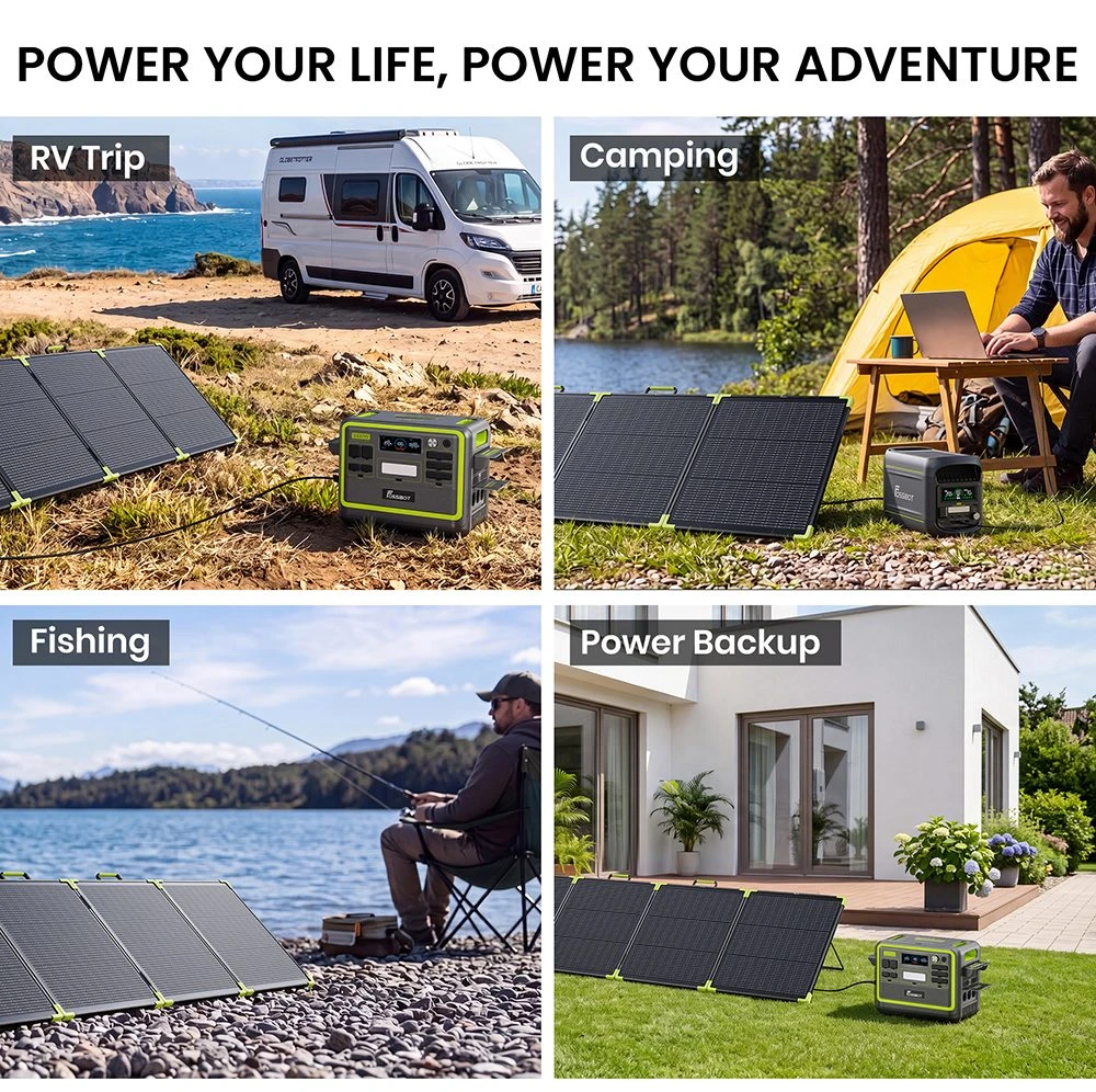 FOSSiBOT SP200 Pro Bifacial Portable Solar Panel, 200W Power, 25% Solar Conversion Efficiency, 10–15% Rear-Side Power Gain, IP67 Waterproof, Foldable Design, MC4 to XT60 Cable, Series & Parallel Connection