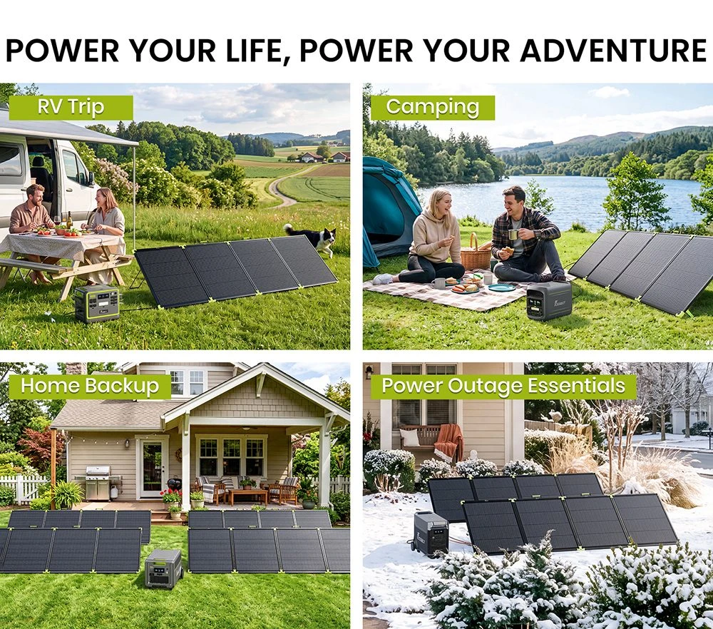 FOSSiBOT SP400 Pro Bifacial Portable Solar Panel, 400W Power, 25% Solar Conversion Efficiency, 10–15% Extra Power Gain, IP67 Waterproof, Foldable Design, MC4 to XT60 Cable, Series & Parallel Connection