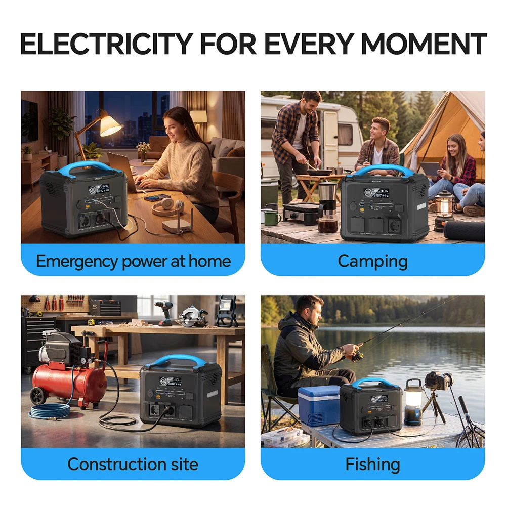 NECESPOW S2000 Portable Power Station, 1024Wh Battery, 2000W AC Output, 3000W Peak Power, 10 Outputs, 1300W Fast Charging, 400W Solar Input, for Camping, Home Backup & Outdoor Use