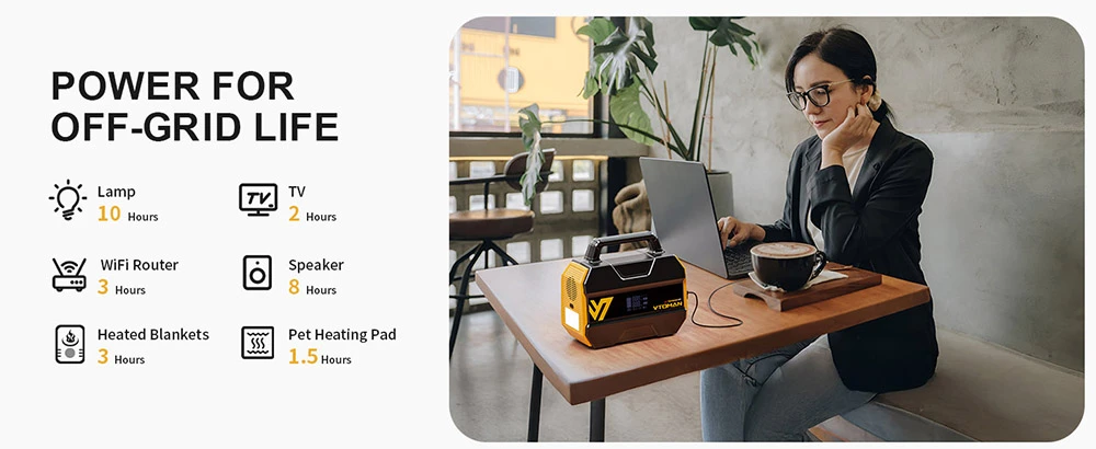 VTOMAN FlashSpeed 300 Portable Power Station, 230Wh LiFePO4 Battery, 300W AC Output, 600W Peak Power,  7 Ports, 100W USB-C Input/Output, 3 USB-A Ports, 12V/10A DC Output, 90W DC Input