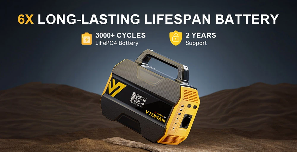VTOMAN FlashSpeed 300 Portable Power Station, 230Wh LiFePO4 Battery, 300W AC Output, 600W Peak Power,  7 Ports, 100W USB-C Input/Output, 3 USB-A Ports, 12V/10A DC Output, 90W DC Input