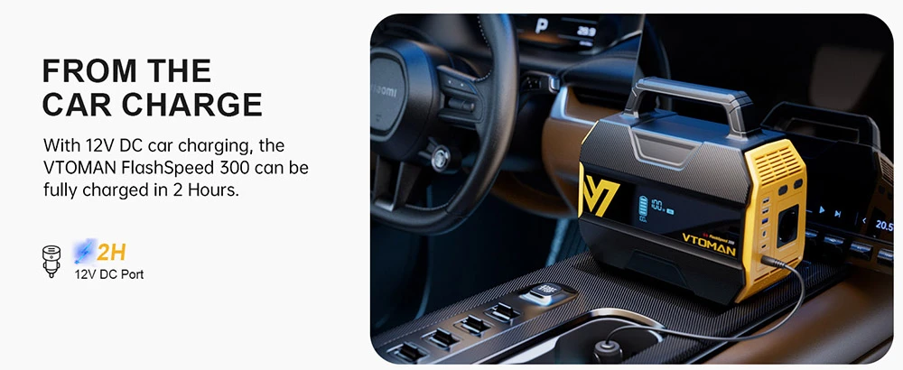 VTOMAN FlashSpeed 300 Portable Power Station, 230Wh LiFePO4 Battery, 300W AC Output, 600W Peak Power,  7 Ports, 100W USB-C Input/Output, 3 USB-A Ports, 12V/10A DC Output, 90W DC Input