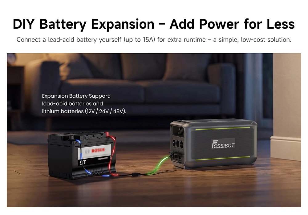 Station d'alimentation portable FOSSiBOT F3000, puissance de sortie de 3 000 W, batterie LiFePO4 de 2 048 Wh, puissance de crête de 6 000 W, charge rapide de 2 000 W, entrée solaire de 1 200 W, onduleur < 10 ms, plus de 4 000 cycles, contrôle à distance via application