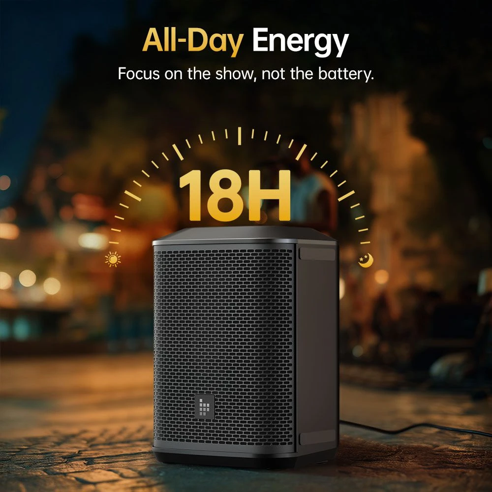 Système de sonorisation portable tout-en-un Tronsmart Hytune S1, puissance de crête de 200 W, basses profondes à 42 Hz, batterie de 13 000 mAh, autonomie de 18 h, table de mixage 3 canaux, Bluetooth 5.0, TWS, contrôle via application