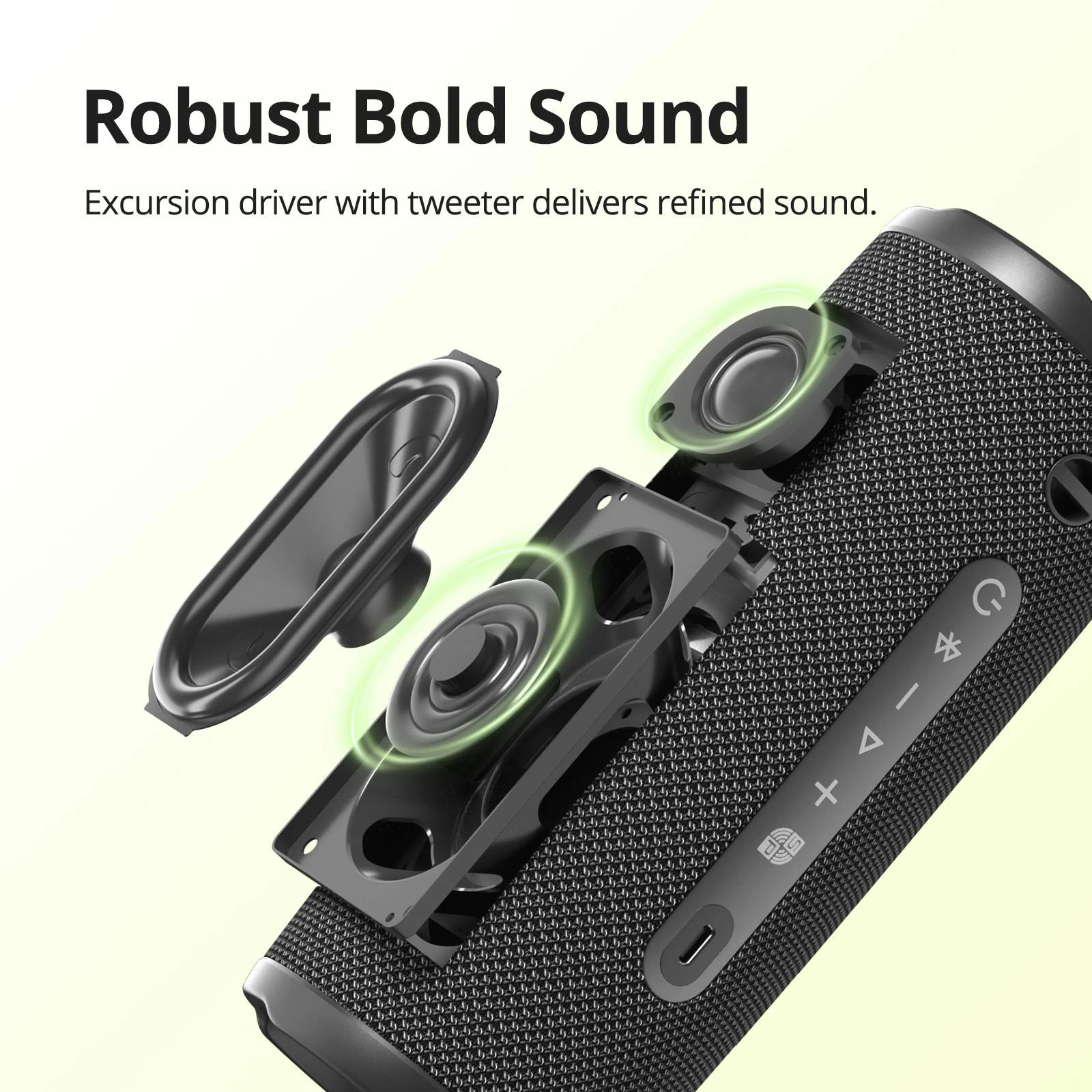 Tronsmart Mirtune C3 Plus 30W-os hordozható Bluetooth hangszóró fekete színben
