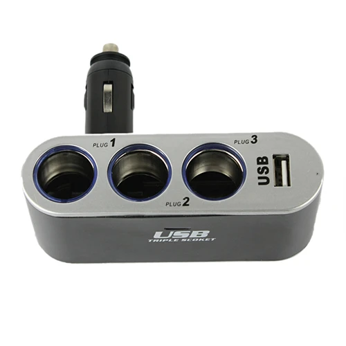 3-fach-USB-Ladegerät f. Zigarettenanzünder, Ladeadapter f. Auto, 12V / 24V