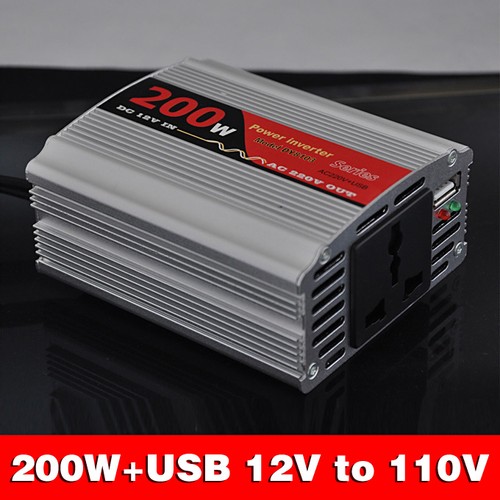 200W DC 12V to AC 110V Car Power Inverter Adapter USB Port DY-8103