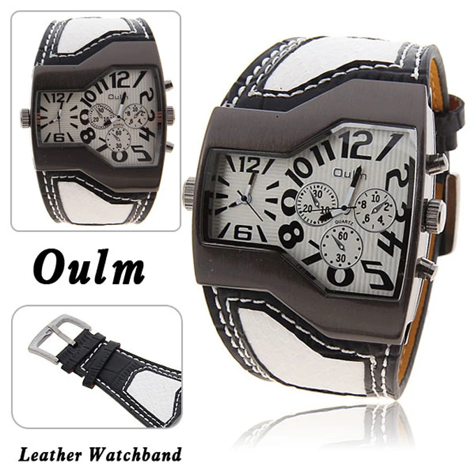 Hot Selling Oulm Men s Dual Quartz Movement Leather Band Watch