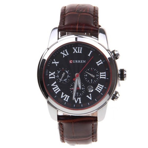 Curren round clearance dial analog watch