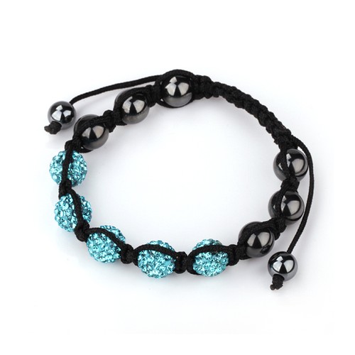 Shambhala Five Diamond Rhinestone Bead Ball Nylon Braided Bracelet