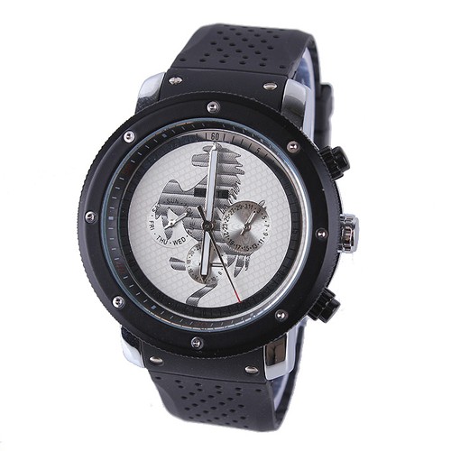 Silicone Strap Automatic Wrist Watch with 3 Mini Dial for Male