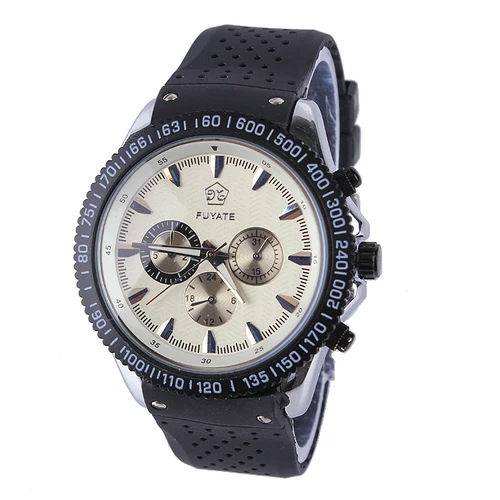 Silicone Strap Automatic Wrist Watch with 3 Mini Dial for Male