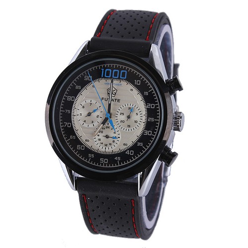 Silicone Strap Automatic Wrist Watch with 3 Mini Dial for Male