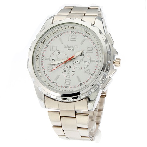 ZHONGYI-822 Silver Case Steel Analog Quartz Men's Wrist Watch