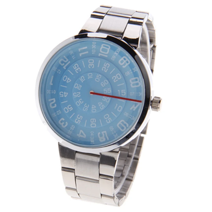 PaiDu Rotation Silver Steel Watchband Round Dial Quartz Men s Watch