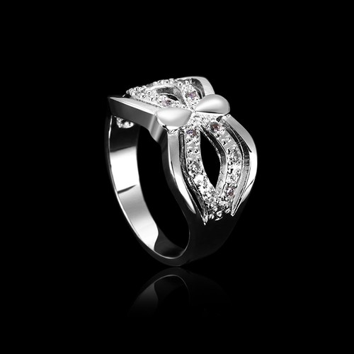 Brass with Rhinestone Double Droplets Mask Ring for Woman Size 8