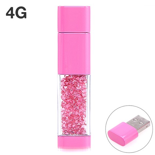 4G USB Flash Disk Memory Stick Drive with Blink CZ Diamond Pink