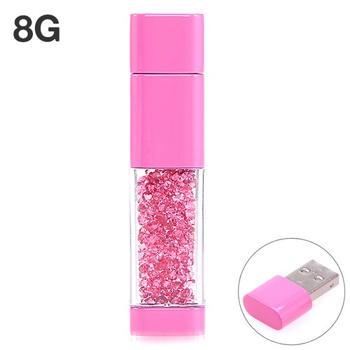 8G USB Flash Disk Memory Stick Drive with Blink CZ Diamond Pink